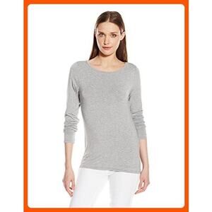 Calvin Klein Liquid Jersey Women's Long Sleeve Boat-Neck Pullover‎ Top Sz M Gray